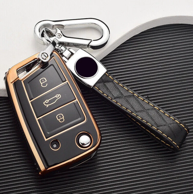 TPU Car Folding Key Case Cover Holder Shell For VW Volkswagen Golf Tiguan Polo