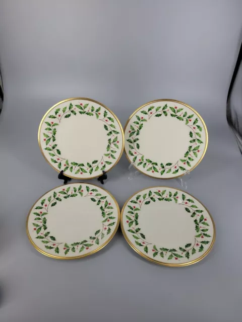 Set of 4 Lenox China Holiday 8 1/8" Salad Plates