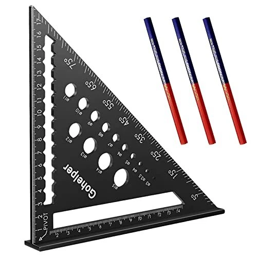 STAHLWERK Triangle D'angle Avec Butée Rapporteur Métrique En Aluminium