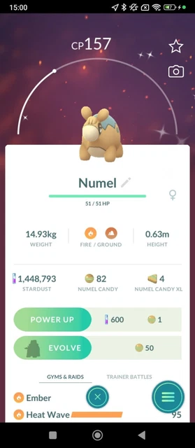 Pokémon Chamallot Numel + Objet SHINY 6 IV-31 - Jeu Switch Écarlate/Violet