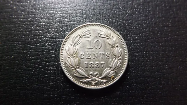 Scarce 1 year type 1887 Nicaragua Silver 10 Centavos Strong Detail High Quality