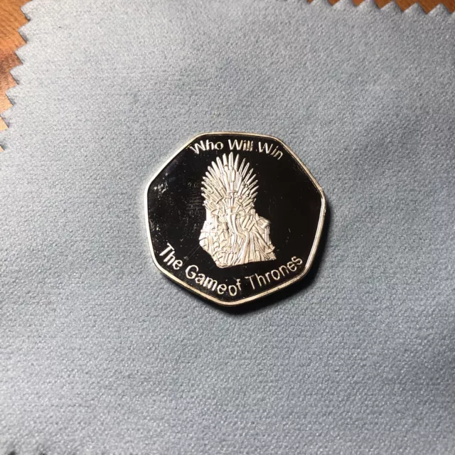 50p Shape comemorative silver plated Coin.  Game Of Thrones