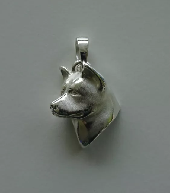 Large Sterling Silver Akita Head Study Pendant 2