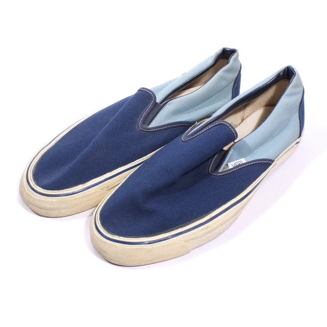 VINTAGE VANS 2 TONE blue slip ons early 1980s Skate made in USA