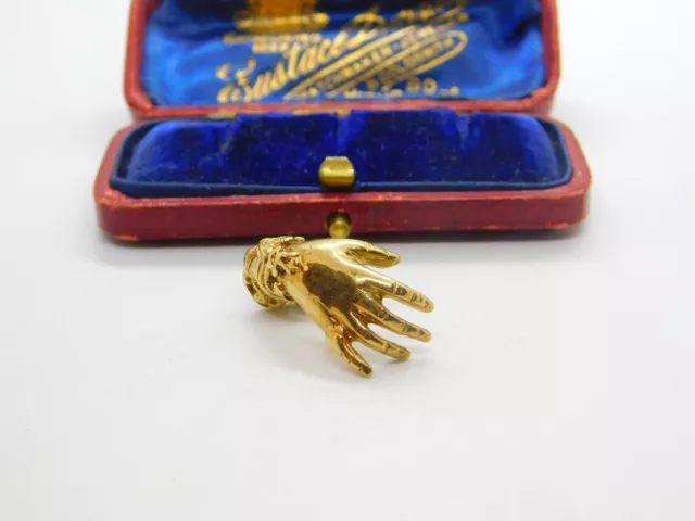 9 Karat Gelbgold Figa Hand mit Ring Charm Anhänger 1979 London Vintage