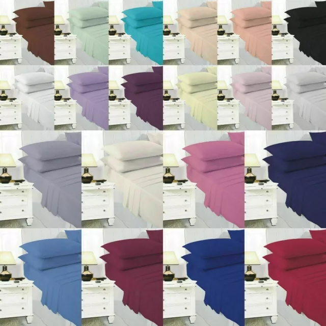 Plain Dyed Flat Sheet Poly-Cotton Bed Sheets Single Double King Super king