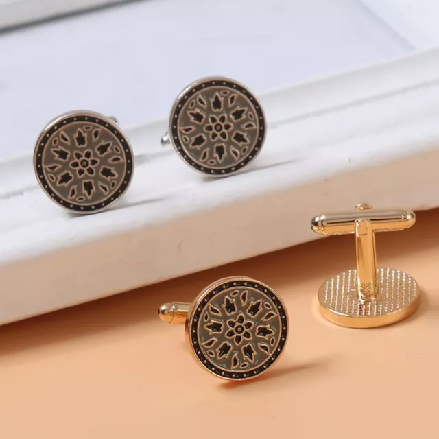 Gold Silver Cufflinks for Mens Round Shirt Suit Cuff Links  Men