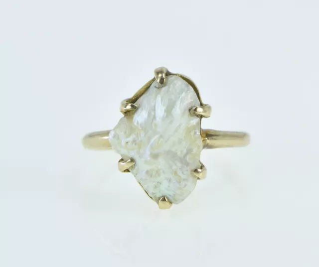 14K Victorian Baroque Pearl Ornate Statement Ring Yellow Gold *79