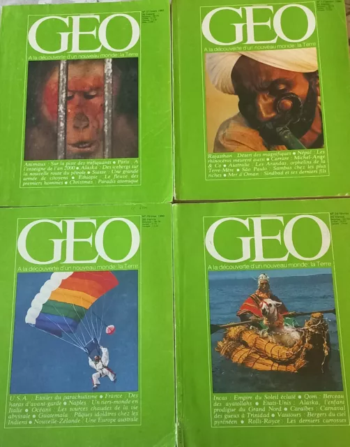 Lot De 4 Magazines Geo N°11 15 24 37 3/1982 5 / 1980 24 2 / 1981 1 / 1980