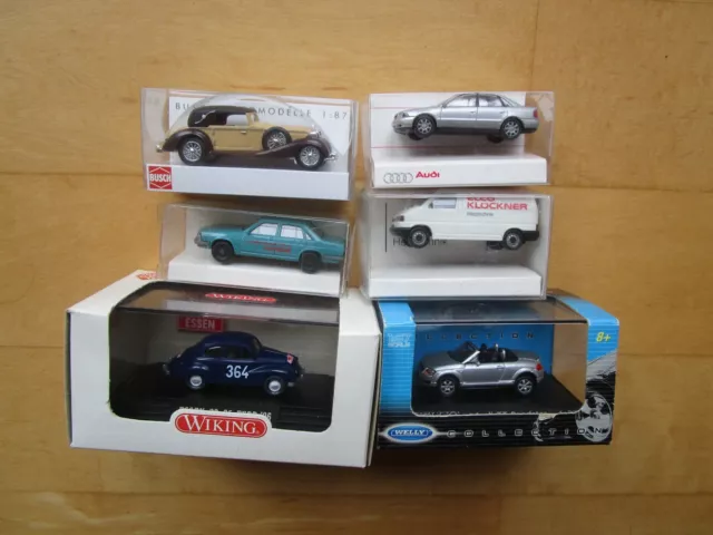 6 x 1:87: Horch, Audi, VW: Busch ,Welly ,Wiking ,Herpa ,Fleischmann ,Rietze OVP