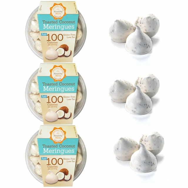 3 Paquets Toasté Coco Meringue Cookies sans Gluten Bas Graisse Pareve Sucré