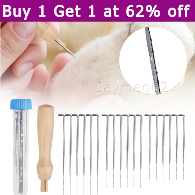 Juego de 20 agujas de fieltro con mango kit de herramientas de fieltro de lana hágalo usted mismo iniciador de fieltro mixto