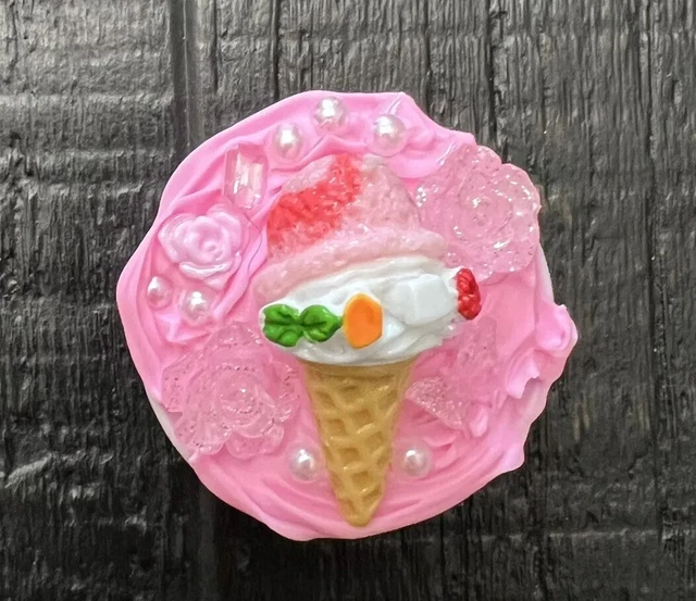 Decoden Phone Grip Pink Ice Cream Cone And Flowers