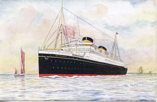 Postcard Paquebot Britannic Illustrateur John H. Fray