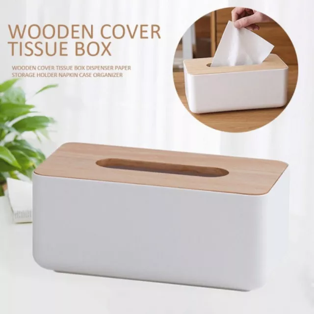 Tissue Box Dispenser Paper Storage Holder Napkin Case Organizer Wooden Cover AU