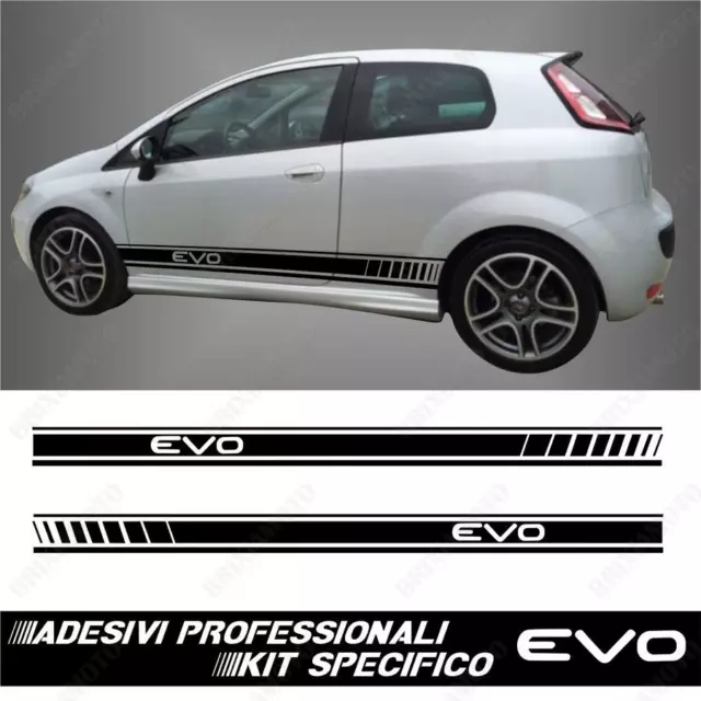 Coppia Adesivi Strisce Fiancate Racing Per Fiat Grande Punto Evo Nero