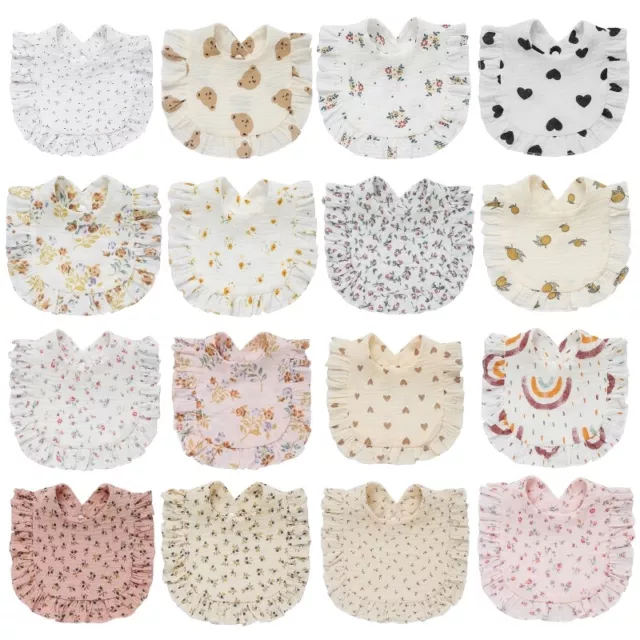 Ruffle Bib Soft Floral Burp Cloth Drool Bib Baby Soother Teething Towel Unisex