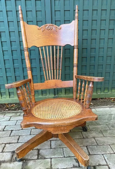 Antique H.KRUG KITCHENER 184 Oak Chair With Oak Roll Top Desk