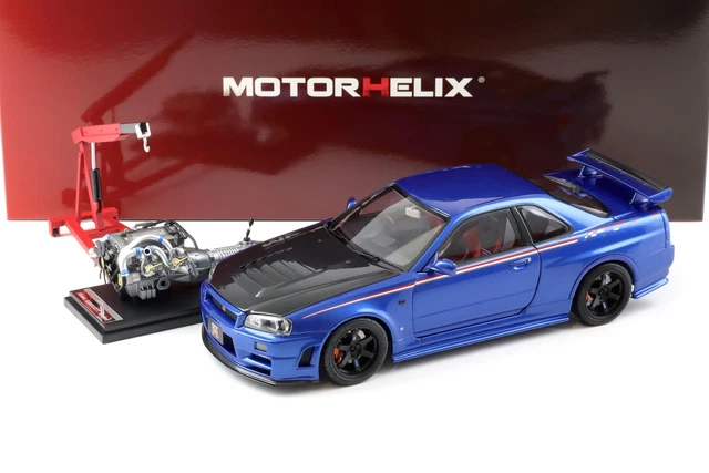 MOTORHELIX 1:18 Nissan Skyline GT-R R34 CRS VER Simulation Alloy Car Model MOTORHELIX 1:18 Nissan Skyline GT-R R34 CRS VER Simulation Alloy Car Model