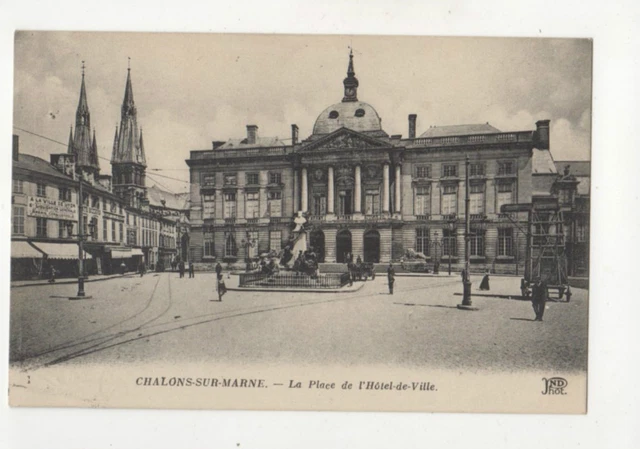 Chalons Sur Marne France Place de l'Hotel de Ville 1920 Postcard US027