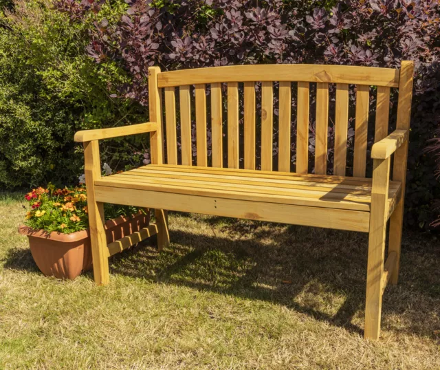 Woodside Outdoor Wooden 2 Seater Bench Garden Patio Furniture