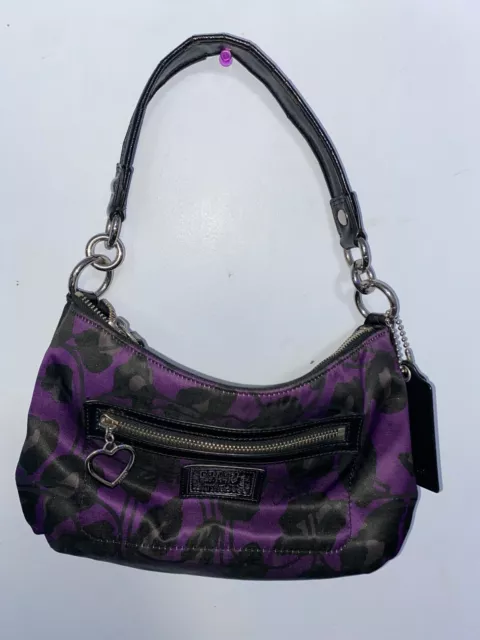 COACH H1281- F20024 PURPLE Poppy Daisy OCELOT Animal Print Crossbody PURSE