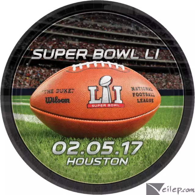 Super Bowl LI 51 Officially Licensed Stadium Round Paper Dinner Plates, 8 CT,...