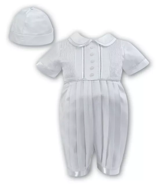 Sarah Louise Designer 002232 Baby Boys White Christening Romper & Hat 3m RRP £60