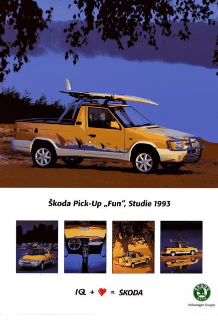 Skoda Pick-Up Fun-Studie Poster DINA3 1993 Auto PKWs CZ Pickup int Nr 49