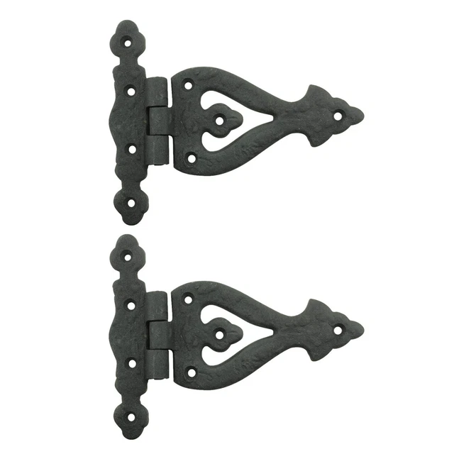 Black Wrought Iron Door Hinge 5 Inch RSF Finish Barn Door Hinges Pack of 2