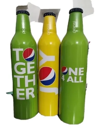 3 Unopened Pepsi Cola METAL Soda Pop Bottles Vintage Collectible 1 Pint 16 Oz