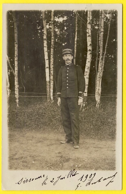 cpa Carte Photo CAMP de SISSONNE Militaire Soldat LIEUTENANT du 145e Régiment