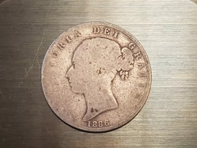 Genuine 1886 Queen Victoria .925 Sterling Silver Half Crown British Coin