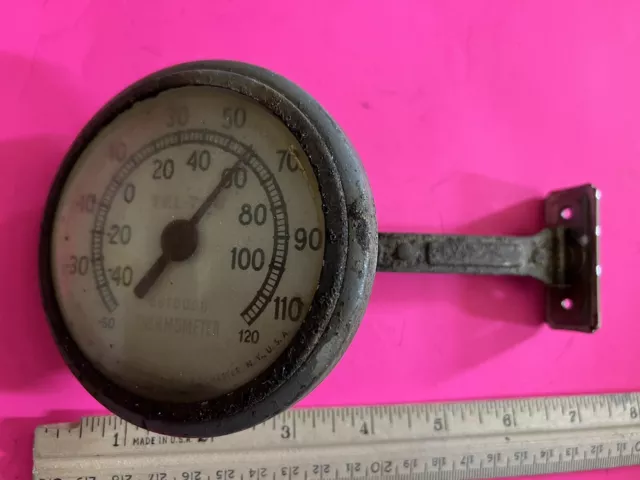 Tel-Tru Outdoor Thermometer Vintage Original Patina Art Deco GM Barbecue BBQ $ Tel-Tru Outdoor Thermometer Vintage Original Patina Art Deco GM Barbecue BBQ $