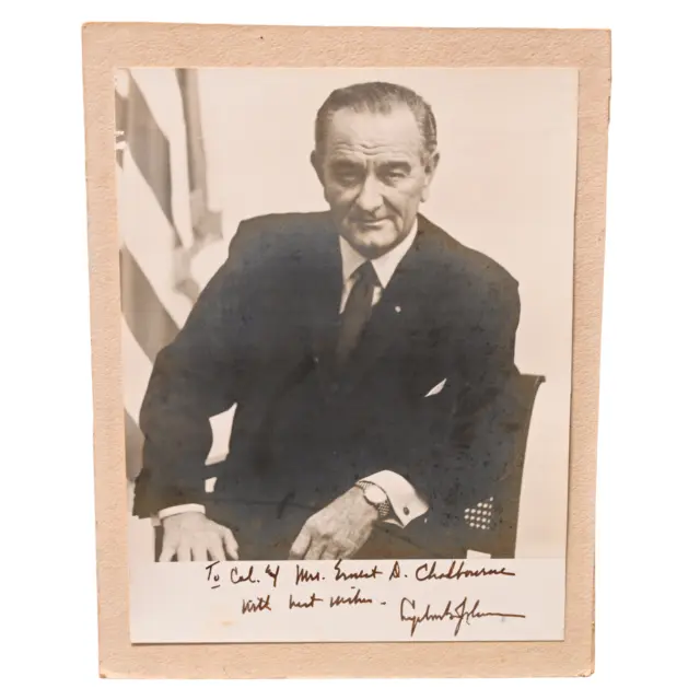 36Th United States President Lyndon B Johnson Signed Photograph Autograph Matted