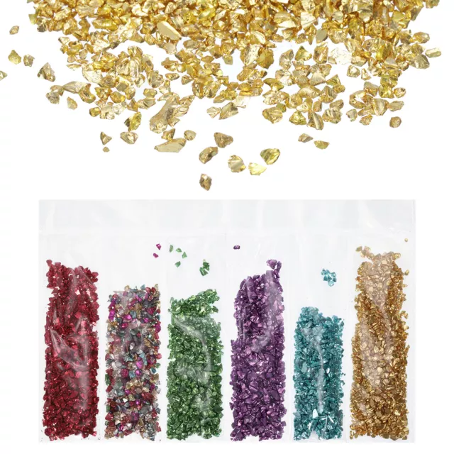 6 Colors Crushed Glass Irregular Sequins, Multicolor Metallic Chunky Glitters