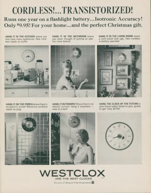 1963 Westclox Clocks Cordless Transistorized Flashlight Battery Vtg Print Ad LO8