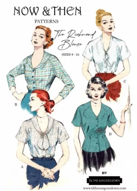 Now & Then Patterns Sewing Pattern The Richmond Blouse Women UK 8 to 24