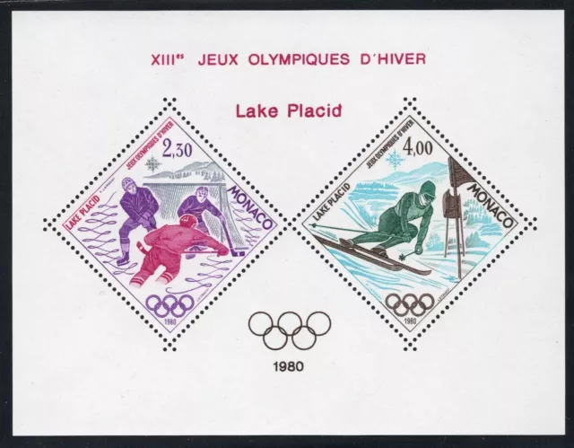 MONACO 1980 BLOC J.O. Lake Placid 1980, N°12 NEUF** MNH, signé Calves, c 385€