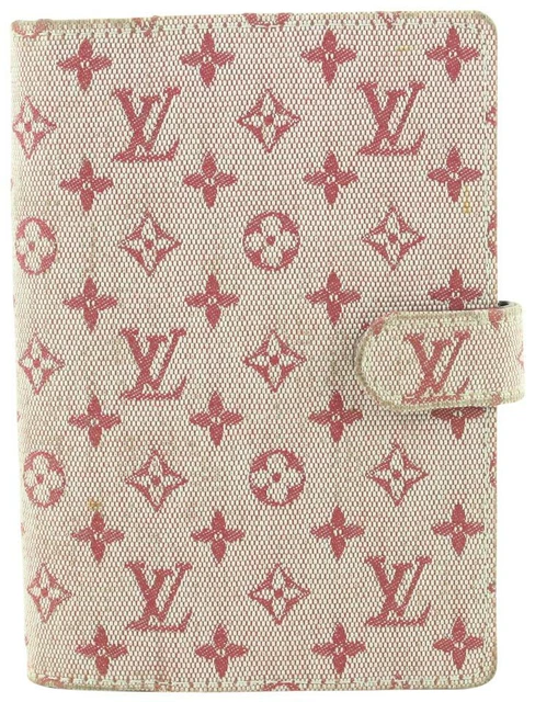 Louis Vuitton Burgundy Mini Lin Piccolo Anello Agenda Pm Diario Cover 652lvs617
