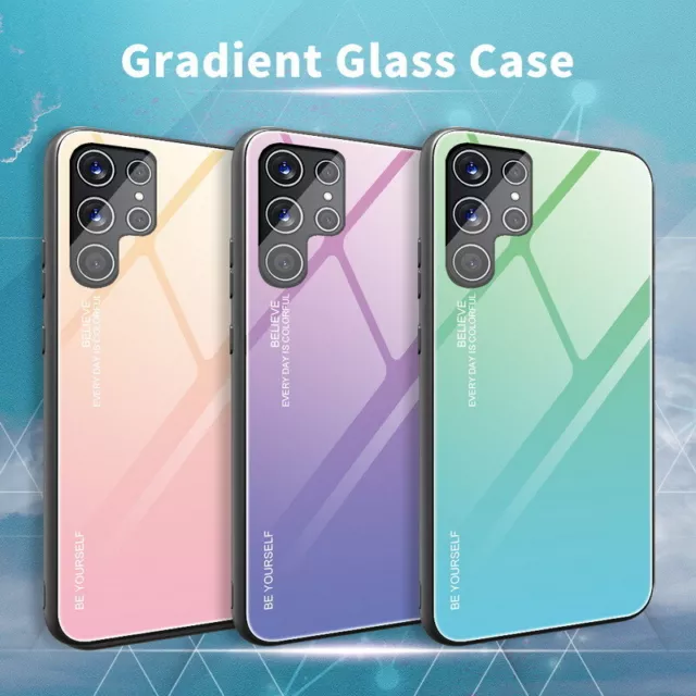 Gradient Tempered Glass Back Case For Samsung S23 S22 Ultra S21 FE A53 A52 Cover 2