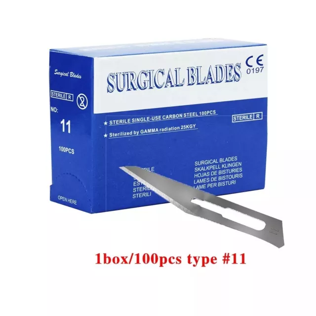 100 Sterile Surgical Blades #15 Scalpel Handle #3 Dental Instruments Medical ENT