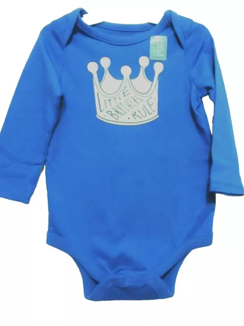 New Gap Boys Baby Top Long Sleeve Bodysuit Tee Snap Blue 6-12 months Brothers