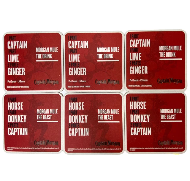 Captain Morgan Original Spiced Caribbean Rum Beer Spill Cardboard Coaster 6piece