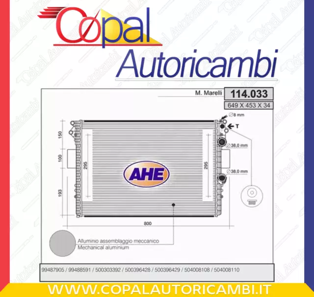 Radiatore, Raffreddamento motore AHE 114033 per IVECO