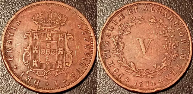 Portogallo - Luis I - 5 Reis 1874 ! Km #513