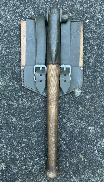 Original West German Army 1959 Cold War Folding Shovel Entrenching Tool & Cover