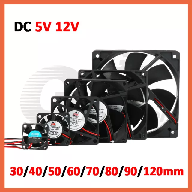 DC 5V 12V PC Computer FAN Lüfter Gehäuselüfter Leiser 30 40 50 60 80 90 120 mm