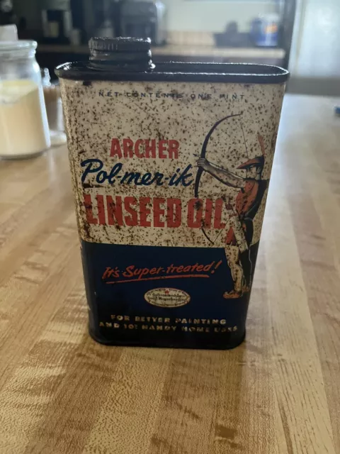 Archer Pol-mer-ik Linseed Oil 1 Pint Can 1950