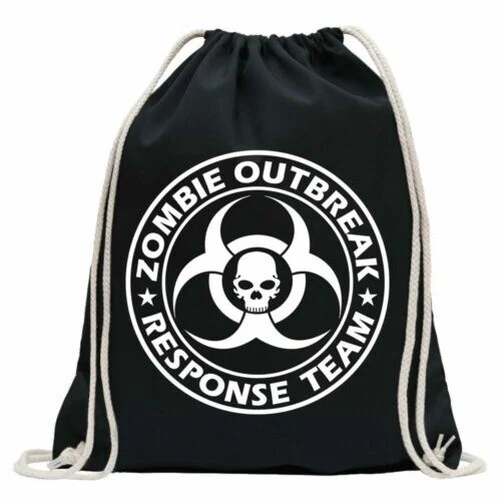 Kiwistar Turnbeutel 'Zombie Outbreak Skull' – Baumwolle, 37x46 Cm, Mit Ziehgurt, Waschbar